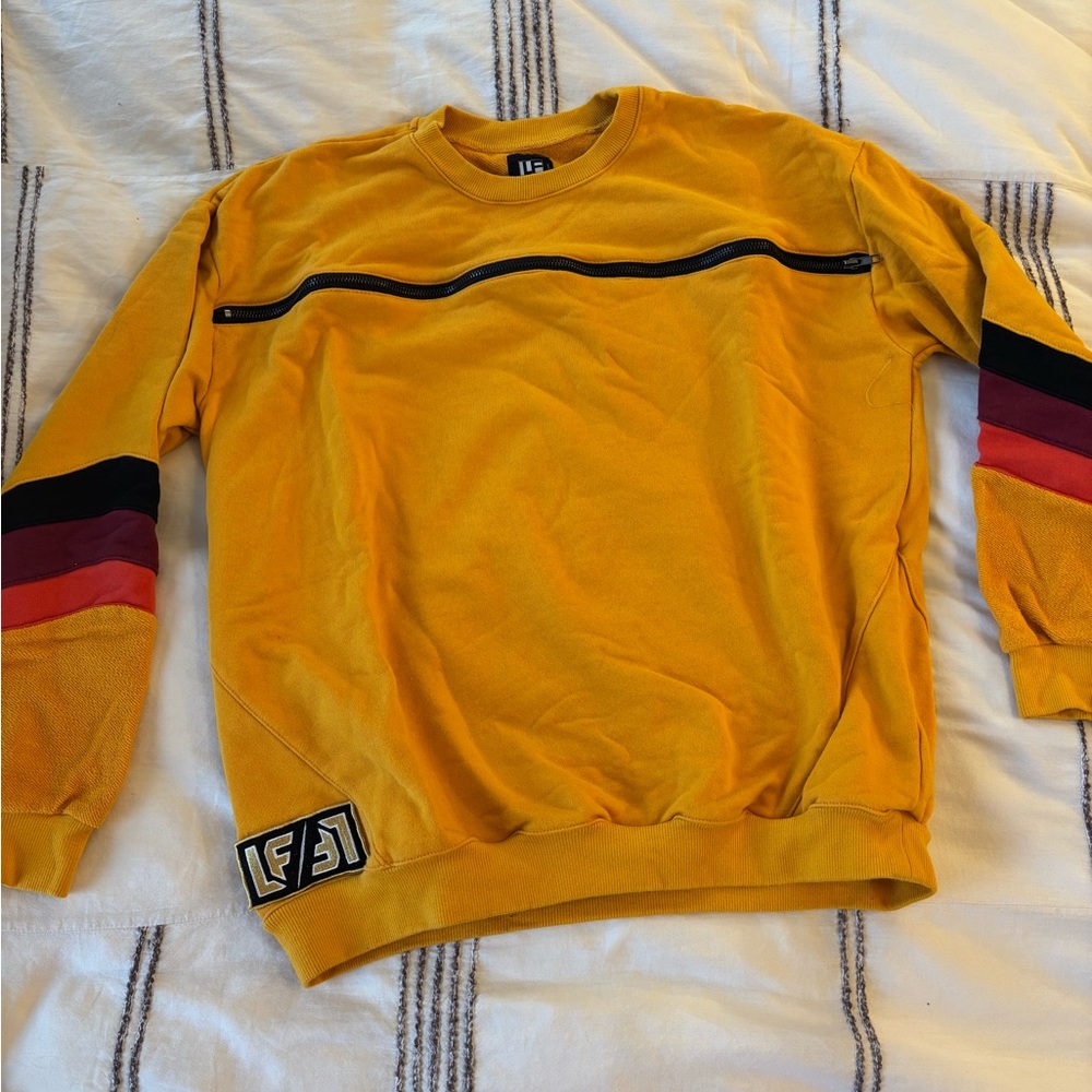 LF Mustard Crewneck with Multicolor Stripes